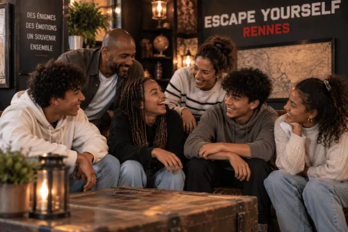 Parents et ados résolvent une énigme en escape game à Rennes